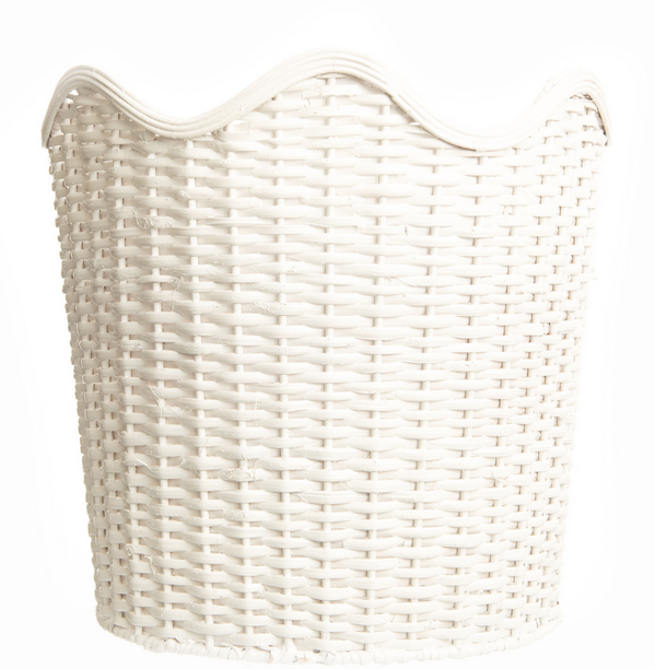 The Enchanted Home - STUNNING WHITE SCALLOPED WASTEPAPER BASKET