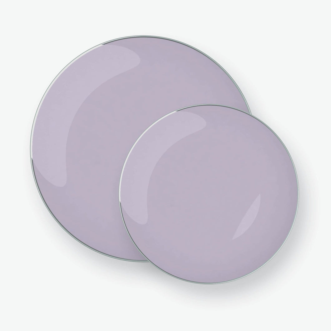 Luxe Party - Lavender • Gold Round Plastic Plates | 10 Pack
